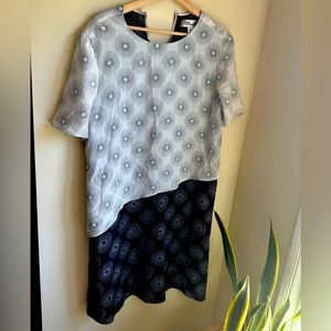 DVF asymmetrical silk shift dress size 12